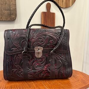 Patricia Nash Tooled Collection Vienna Satchel